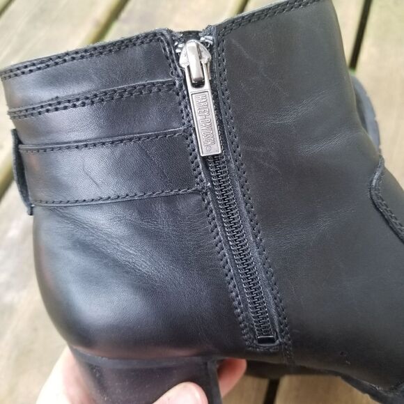 Harley Davidson 84296 Black Leather Zip Ankle Booties 9 - Picture 7 of 9